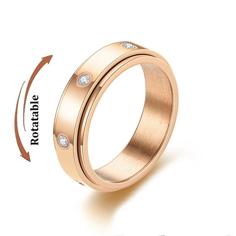 Bague Rotative Anti Stress Bronze en Diamant