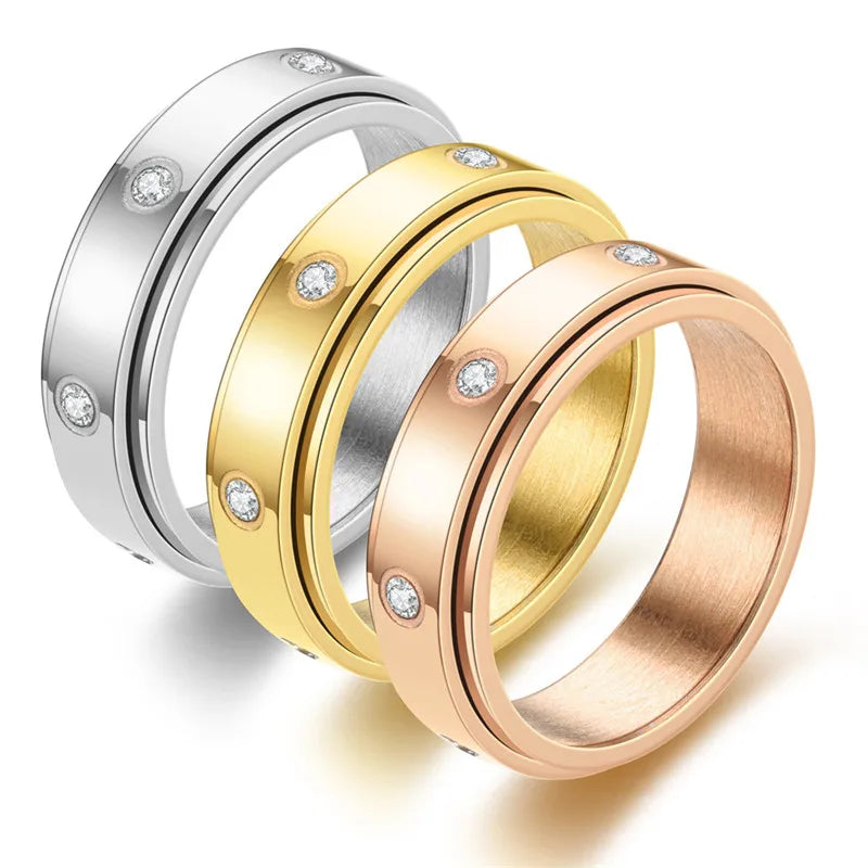 Bague Rotative Anti Stress Bronze en Diamant