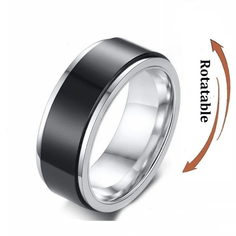 Bague Rotative Anti Stress Sliver and Black