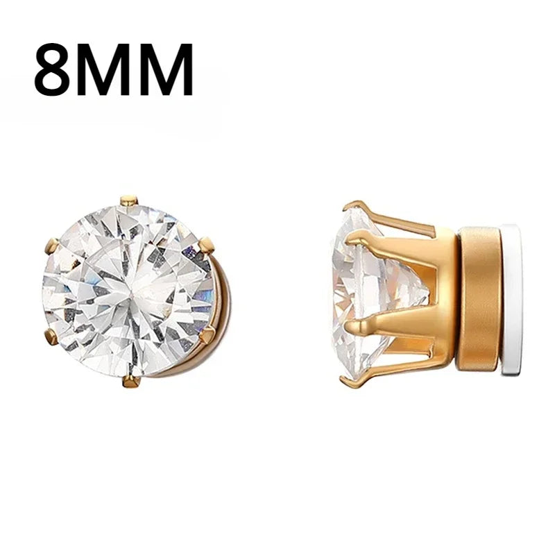 Boucles D'oreilles Aimanté Homme Crystal à Couronné