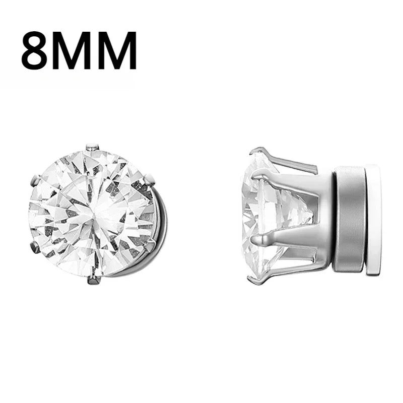Boucles D'oreilles Aimanté Homme Crystal à Couronné