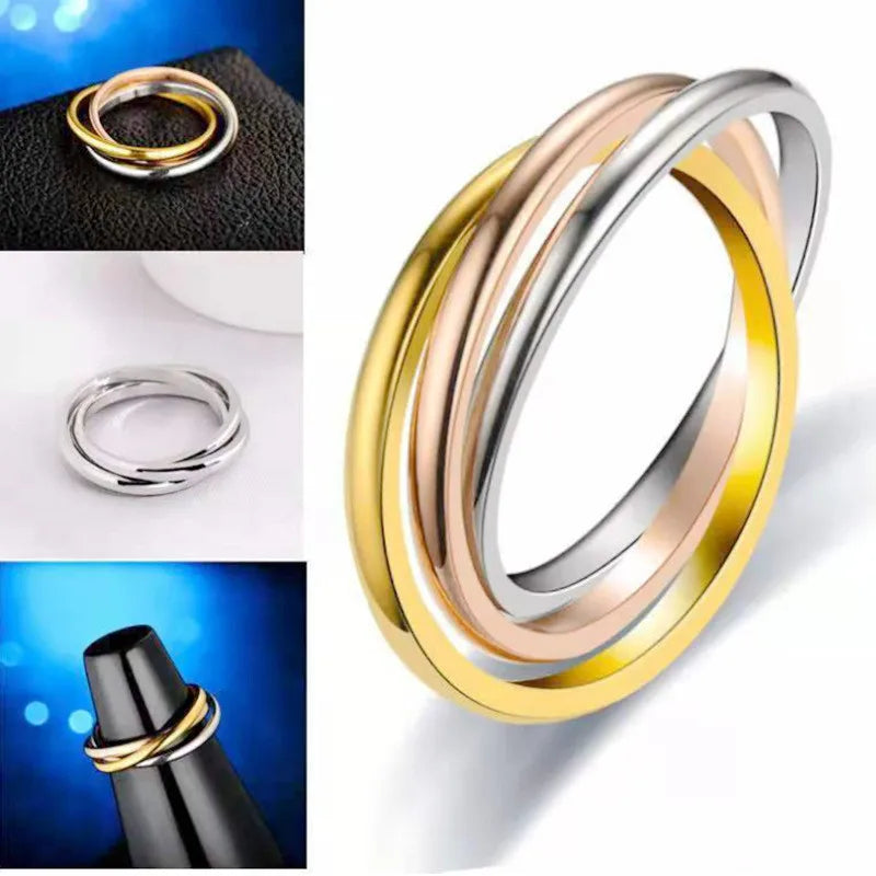 Bague Rotative Anti Stress Triple Bronze Argent Or