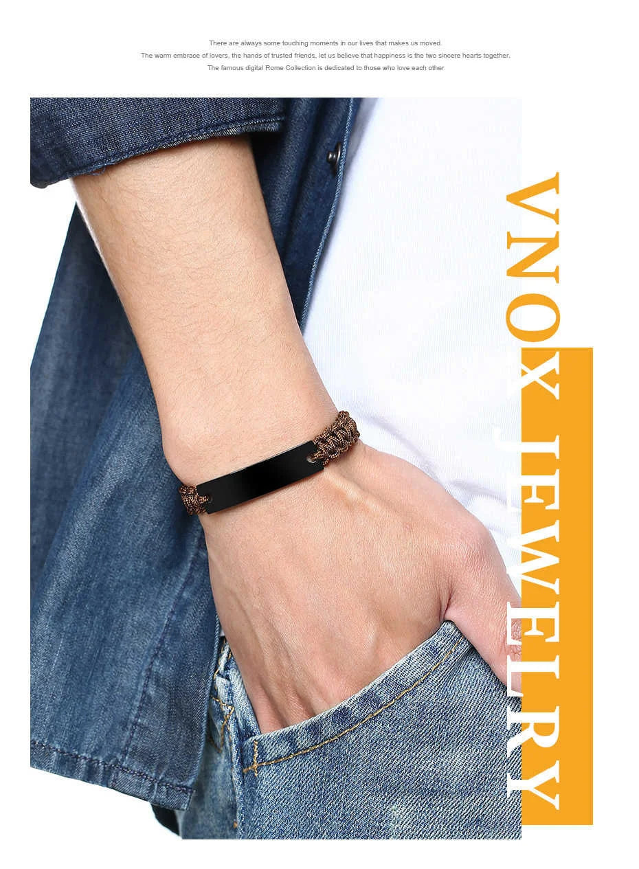 Bracelet all black homme personalisable Fasceum Nomine
