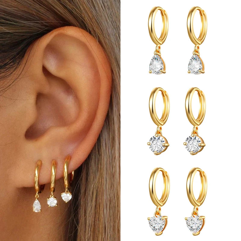 Boucle d'oreille goutte d'eau portées